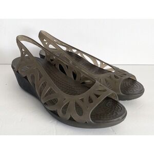 Crocs Adrina Mini Wedge Sandals Women's 8 Jelly  Cutout Slingback Peep Toe Shoe